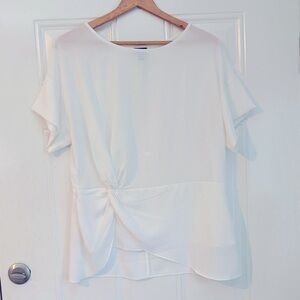 Worthington L white Blouse with Knot Detail